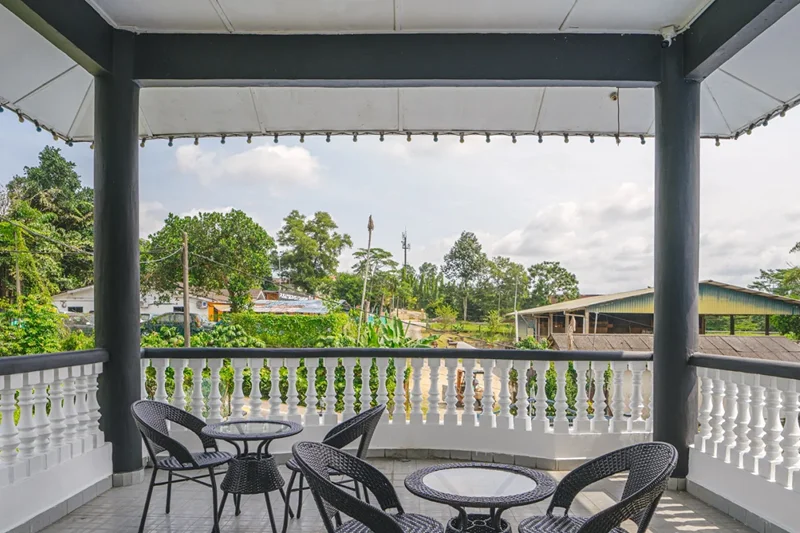 Our balcony with a green view, surrounded by nature, offering a peaceful and serene environment.